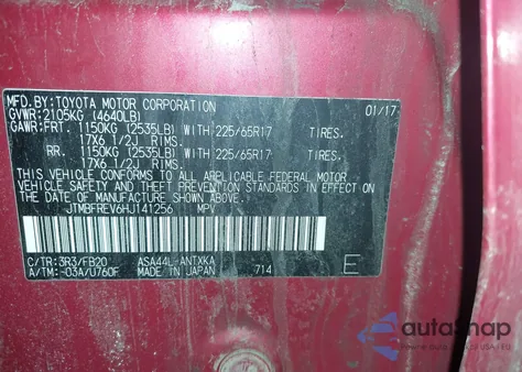 2017 Toyota Rav4 Le from USA, damaged, VIN JTMBFREV6HJ141256